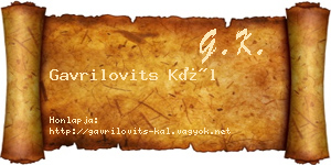Gavrilovits Kál névjegykártya